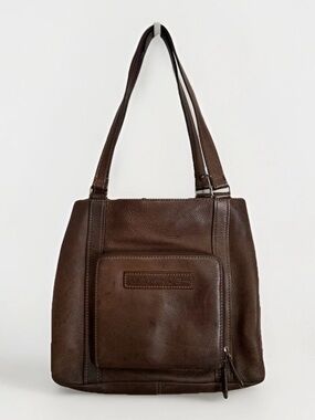 Fossil Brown Pebbled Leather Shoulder Purse Tote Outer Pockets Classic Boho